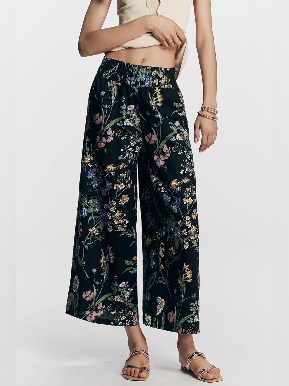 Anthropologie Somerset Linen Pants Pull-On Floral Print Large - Picture 7 of 11